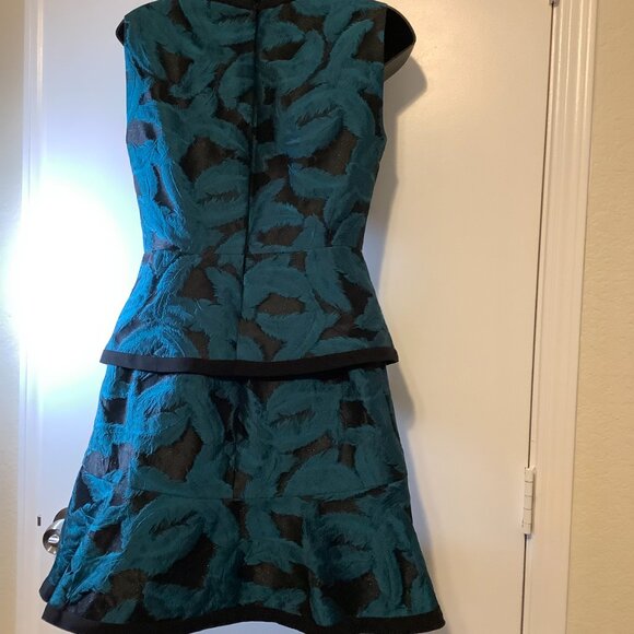 BCBG Max Azria - Teal Feather Suni Dress with side pockets - Picture 2 of 4